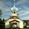 Frontal view of the
Russian Old Believers Church.
Nikolaevsk, Alaska.