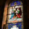 A stained glass window 
from inside the Notre-Dame-De-Bon-Secours chapel in Montreal.